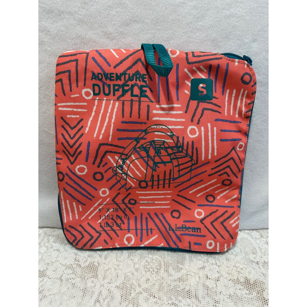 L L Bean Adventure Duffle Bag Small Coral Geometric‎ Print Zippered Pouch